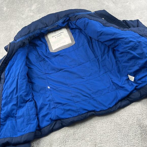 Abercrombie & Fitch S Blue Down Waterfowl‎ Feathers Y2K Short Puffer Jacket - Picture 7 of 13